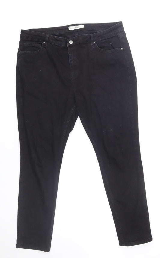 Topshop Men Black Baxter Regular Straight Jeans W36 L32