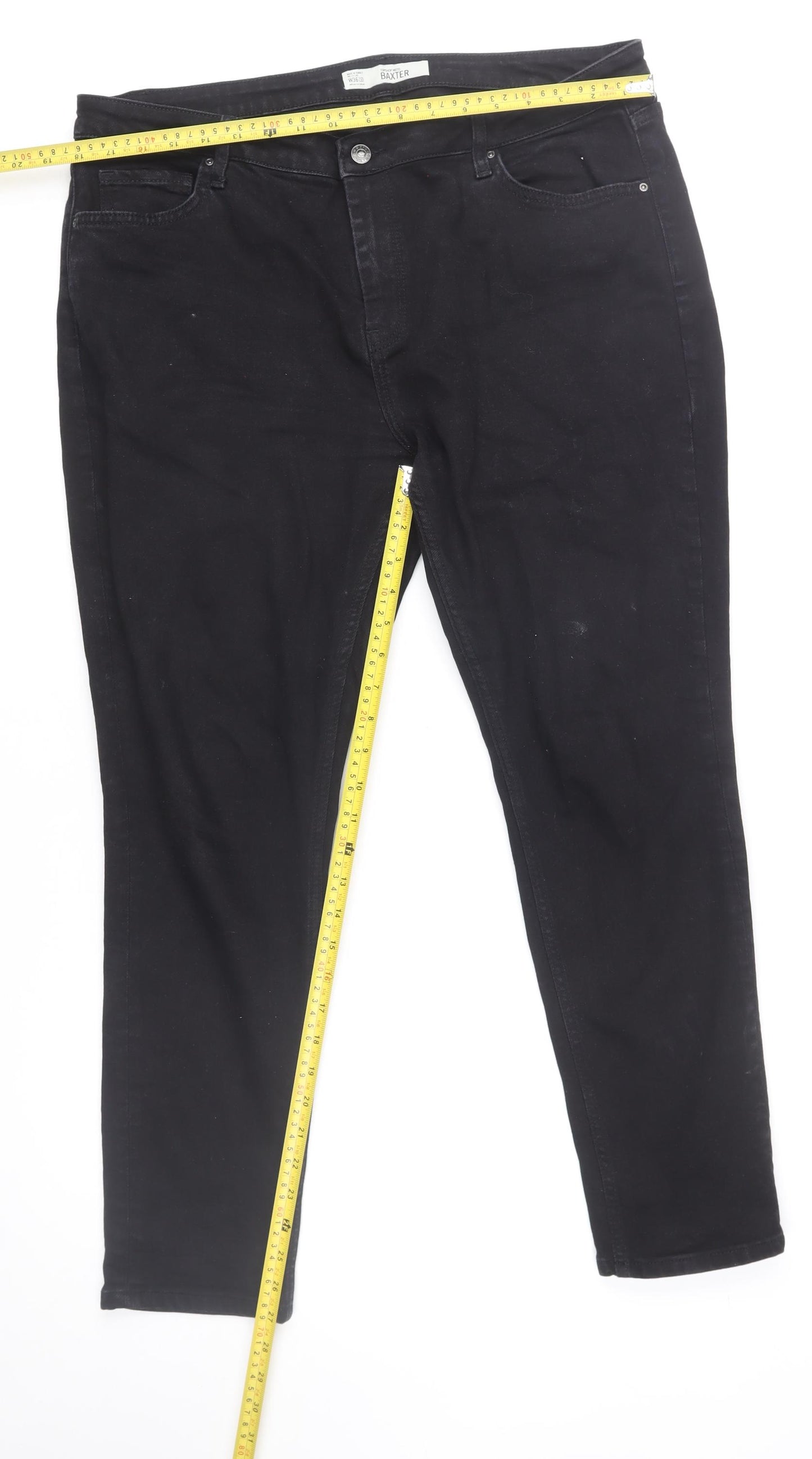 Topshop Men Black Baxter Regular Straight Jeans W36 L32