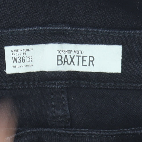 Topshop Men Black Baxter Regular Straight Jeans W36 L32