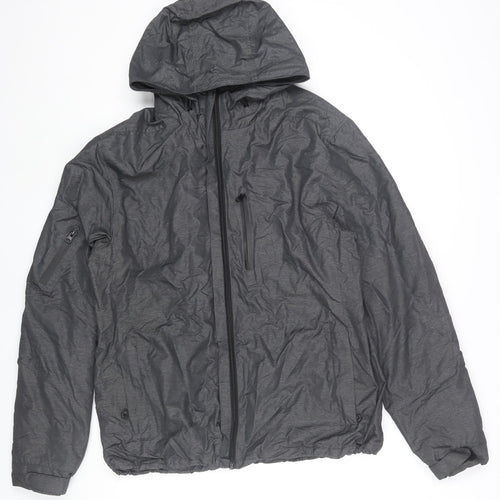 Tu Men's Grey Hooded Windbreaker Jacket L 42in Water Resistant