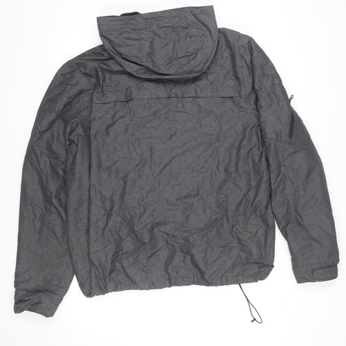 Tu Men's Grey Hooded Windbreaker Jacket L 42in Water Resistant