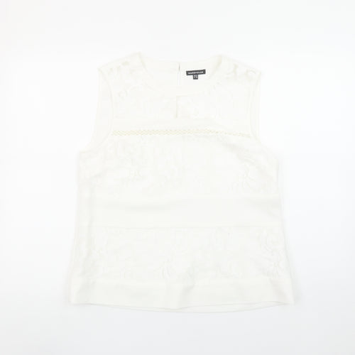 Warehouse Women White Floral Sleeveless Blouse UK 14
