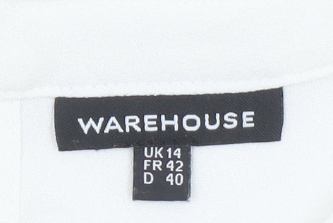 Warehouse Women White Floral Sleeveless Blouse UK 14