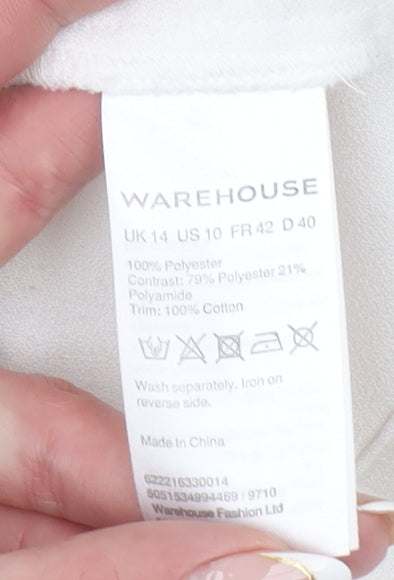 Warehouse Women White Floral Sleeveless Blouse UK 14