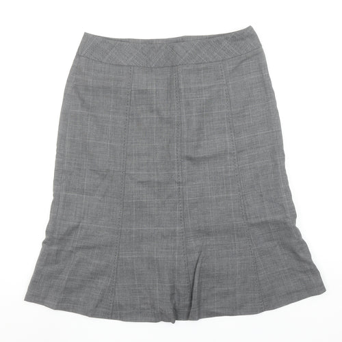 Next Women Grey Wool Blend Check Pencil Skirt Size 12