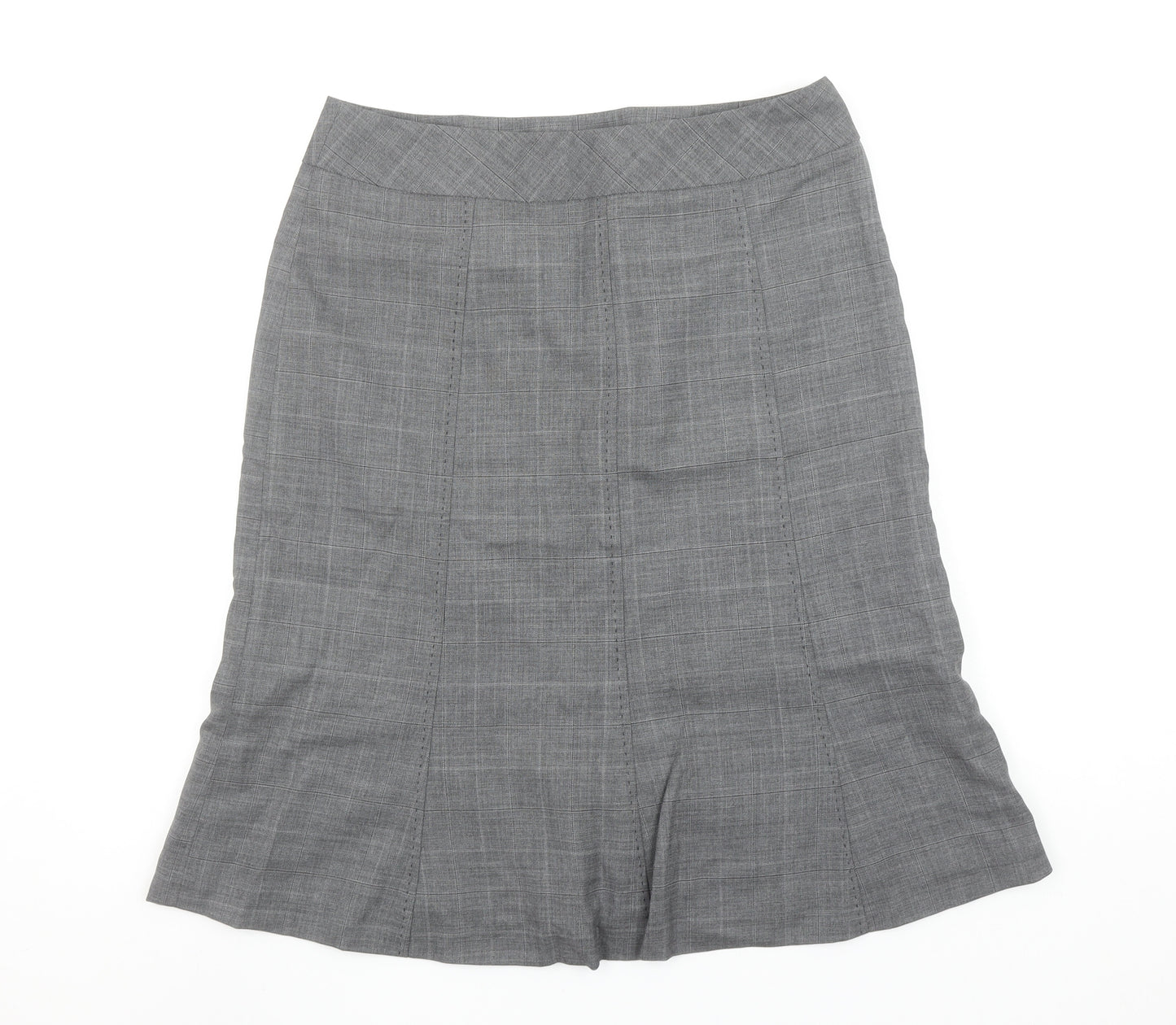 Next Women Grey Wool Blend Check Pencil Skirt Size 12