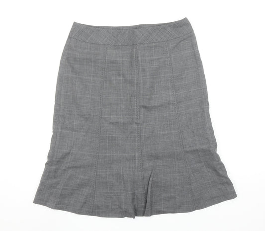 Next Women Grey Wool Blend Check Pencil Skirt Size 12