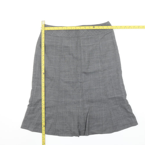 Next Women Grey Wool Blend Check Pencil Skirt Size 12