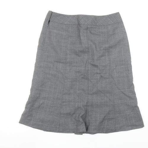 Next Women Grey Wool Blend Check Pencil Skirt Size 12
