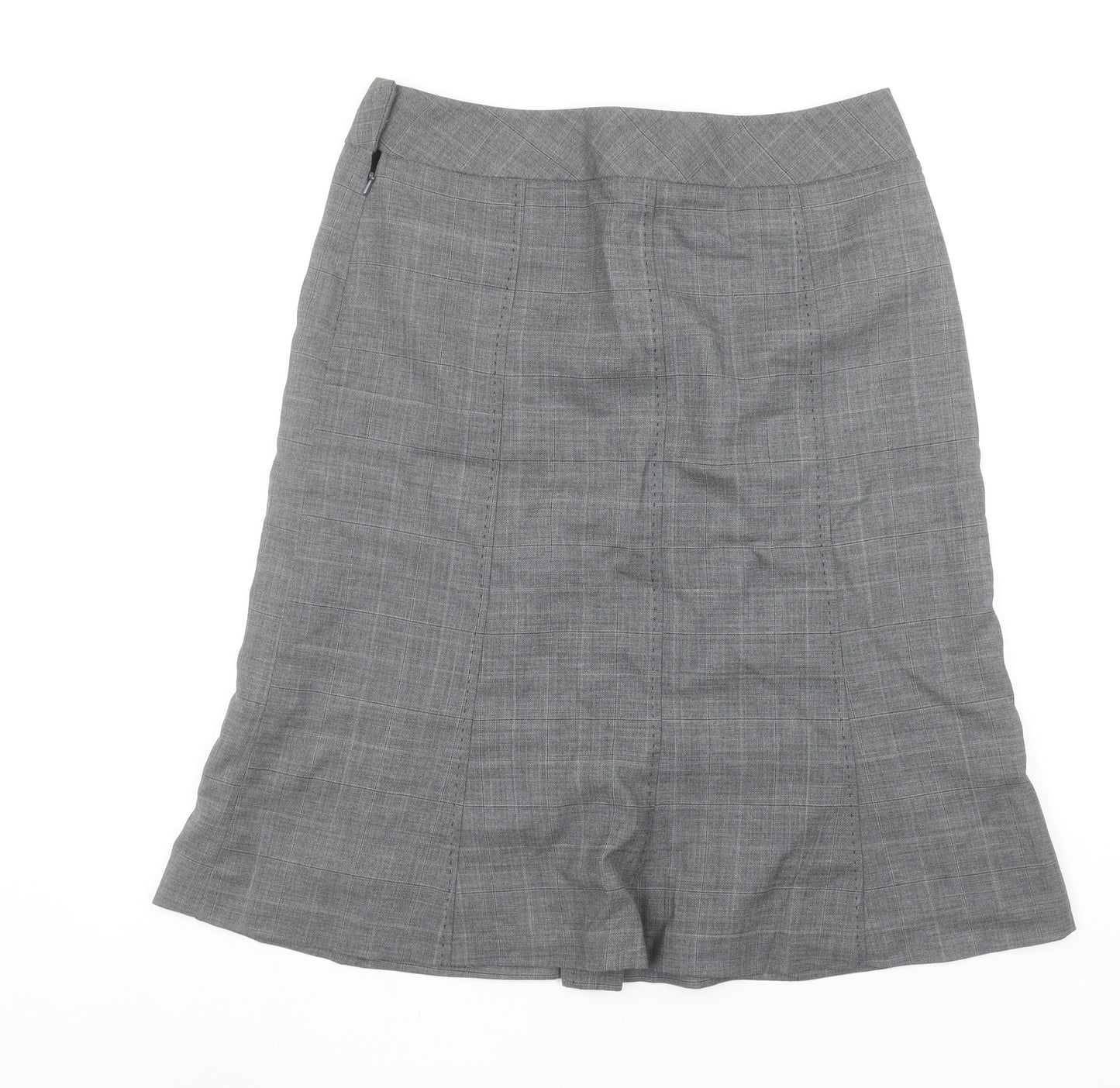 Next Women Grey Wool Blend Check Pencil Skirt Size 12
