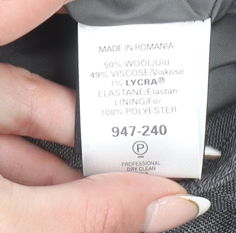 Next Women Grey Wool Blend Check Pencil Skirt Size 12