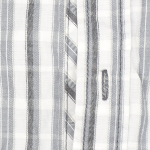 Next Men’s Grey Striped Slim Fit Long Sleeve Cotton Button-Up Shirt Size L