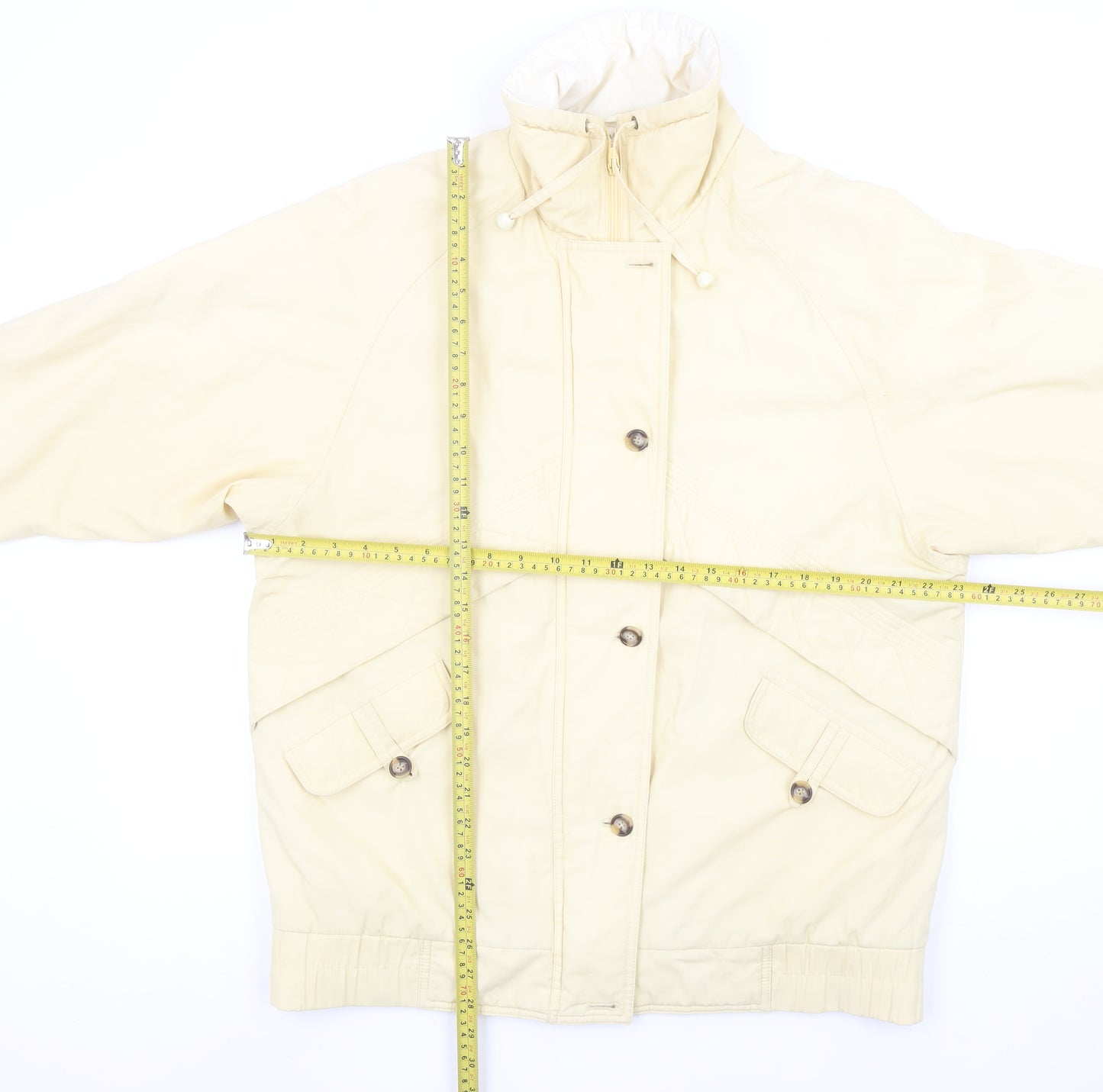 Telemac Women's Beige Size 12 Windbreaker Jacket with Zip & Buttons