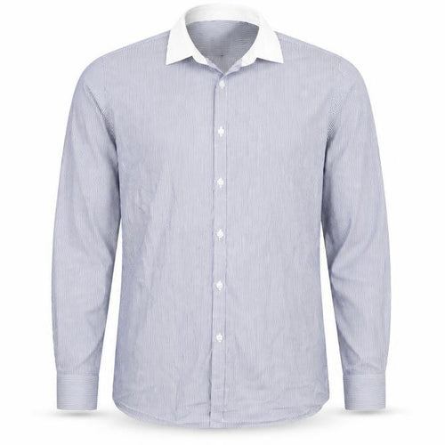 Dunnes Men Blue Striped Slim Fit Long Sleeve Button-Up Shirt 16in Collar