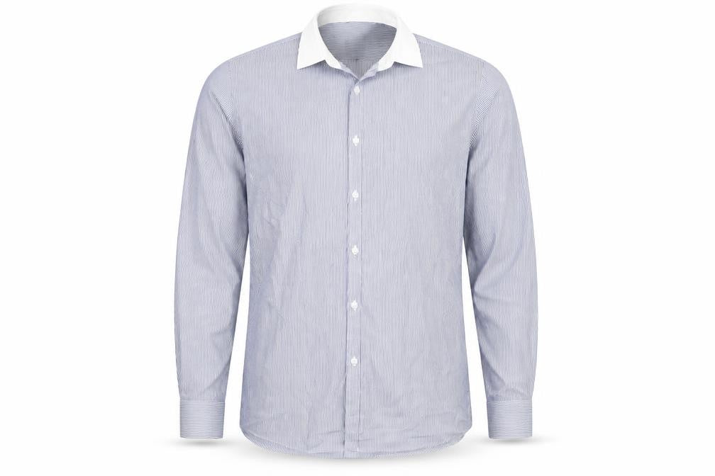 Dunnes Men Blue Striped Slim Fit Long Sleeve Button-Up Shirt 16in Collar