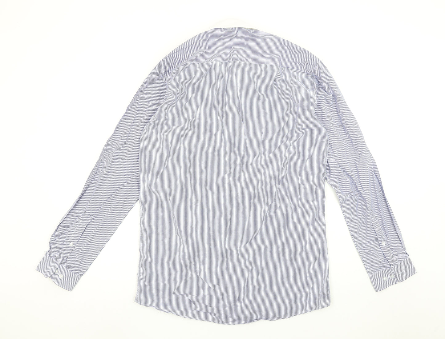 Dunnes Men Blue Striped Slim Fit Long Sleeve Button-Up Shirt 16in Collar