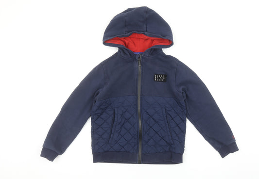Baker by Ted Baker Boys Navy Full Zip Quilted Hoodie Age 10 Years Cotton