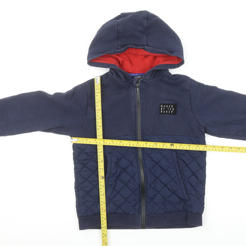 Baker by Ted Baker Boys Navy Full Zip Quilted Hoodie Age 10 Years Cotton