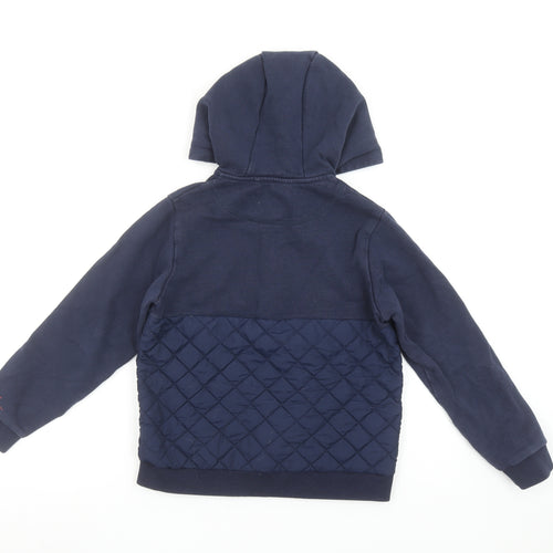 Baker by Ted Baker Boys Navy Full Zip Quilted Hoodie Age 10 Years Cotton