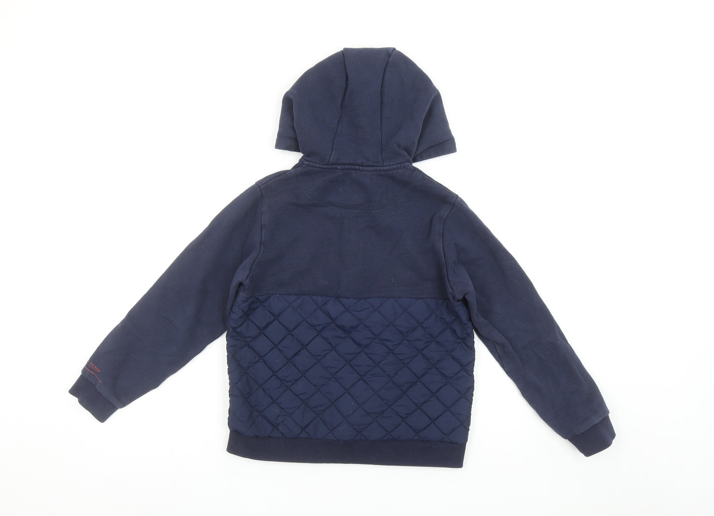 Baker by Ted Baker Boys Navy Full Zip Quilted Hoodie Age 10 Years Cotton