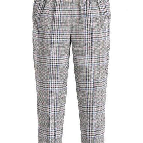 Primark Women Grey Check Tapered Trousers Size 8 Elastic Waist