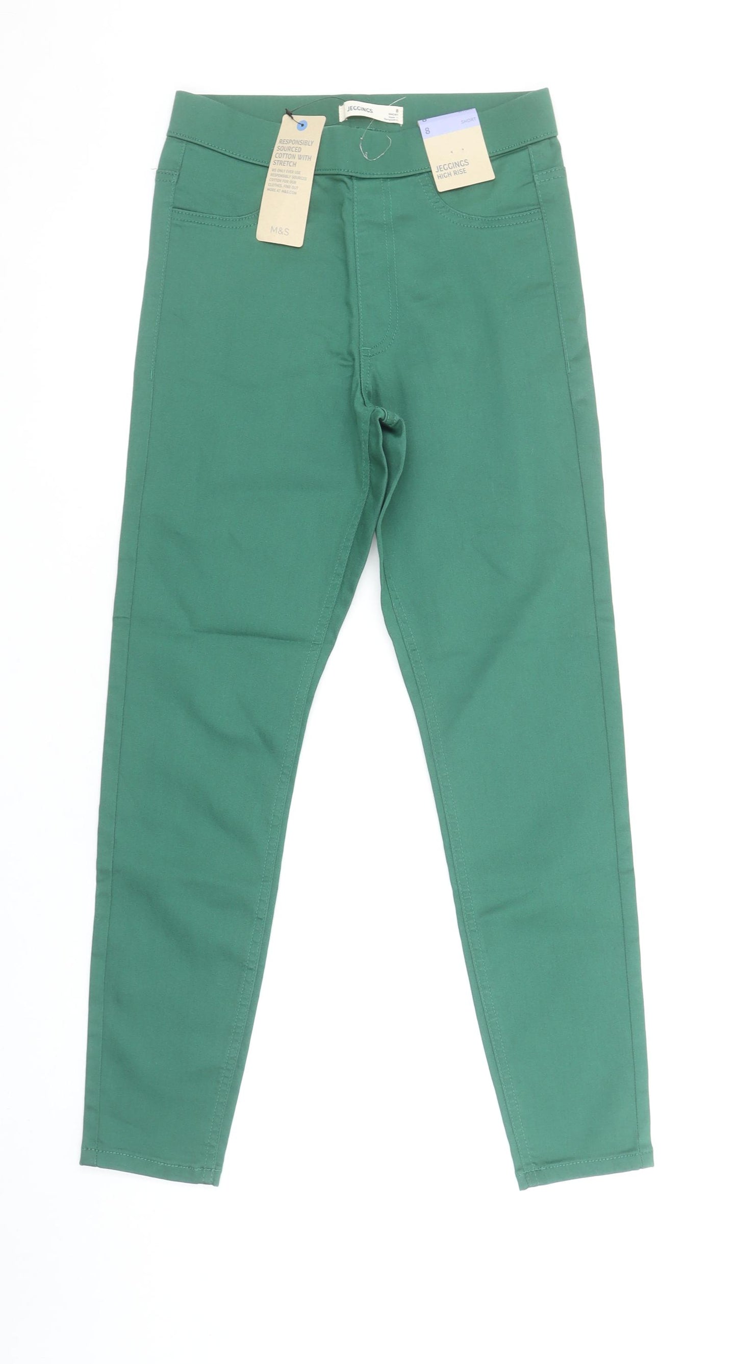 Marks and Spencer Women’s Green High Rise Jeggings Size 8 Short