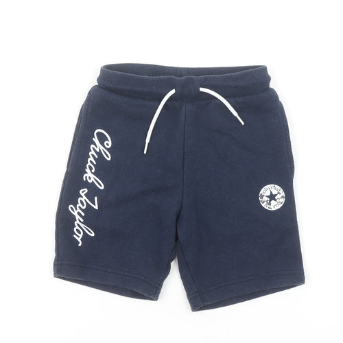 Converse Boys Blue Sweat Shorts 5-6 Years Elastic Waist Drawstring Logo