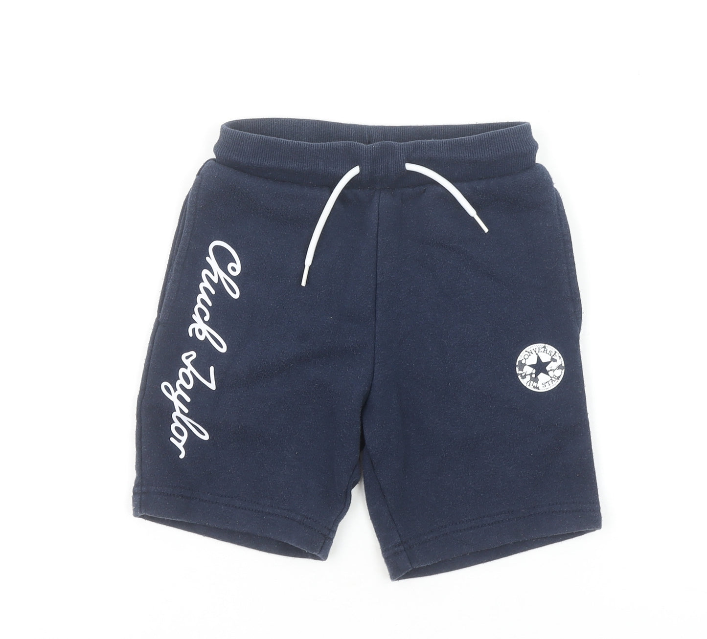 Converse Boys Blue Sweat Shorts 5-6 Years Elastic Waist Drawstring Logo
