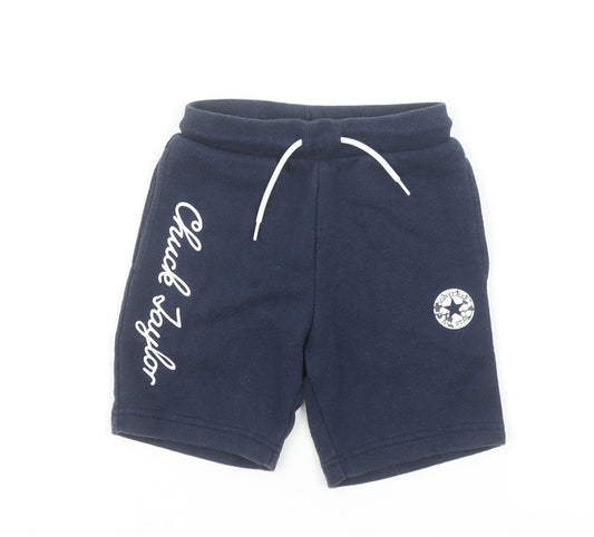 Converse Boys Blue Sweat Shorts 5-6 Years Elastic Waist Drawstring Logo