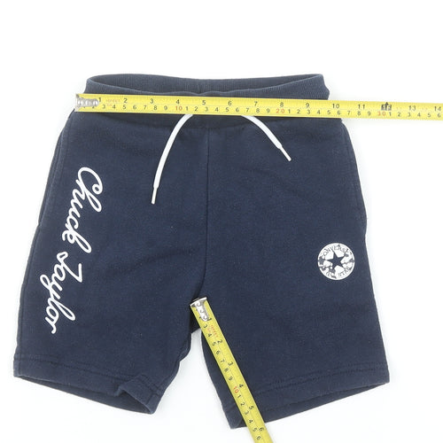 Converse Boys Blue Sweat Shorts 5-6 Years Elastic Waist Drawstring Logo