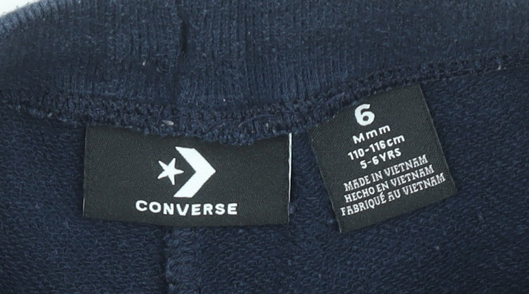 Converse Boys Blue Sweat Shorts 5-6 Years Elastic Waist Drawstring Logo