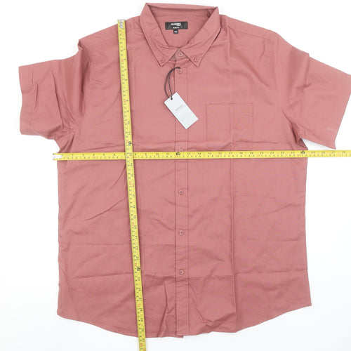 Dunnes Stores Men's Red Slim Fit Short Sleeve Button-Up Shirt XXL