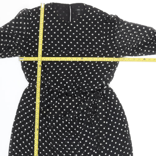 River Island Women Black Polka Dot Long Sleeve Playsuit Size 16