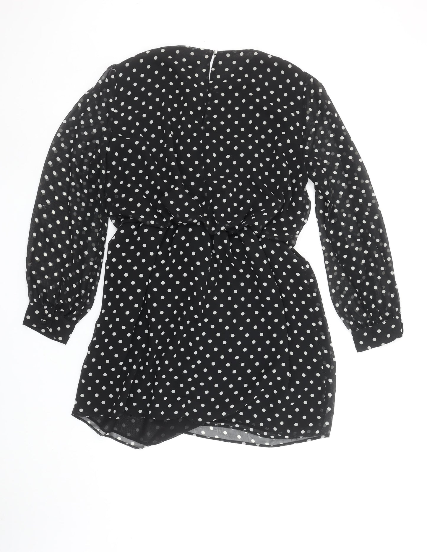 River Island Women Black Polka Dot Long Sleeve Playsuit Size 16