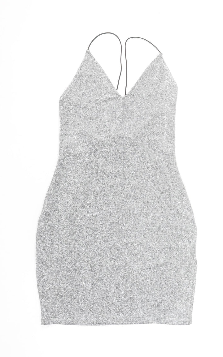 H&M Divided Women's Silver Bodycon Party Dress Size S