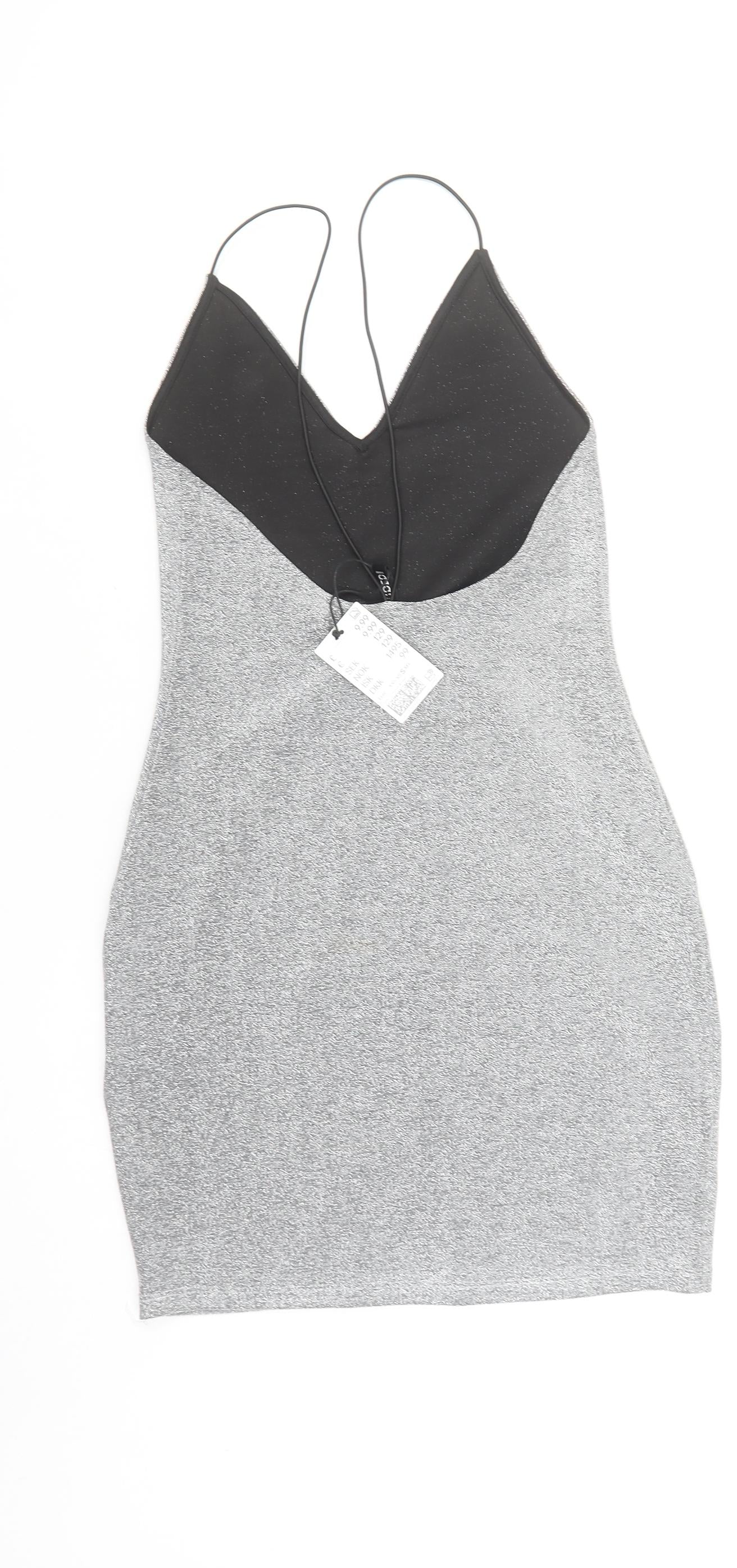 H&M Divided Women's Silver Bodycon Party Dress Size S
