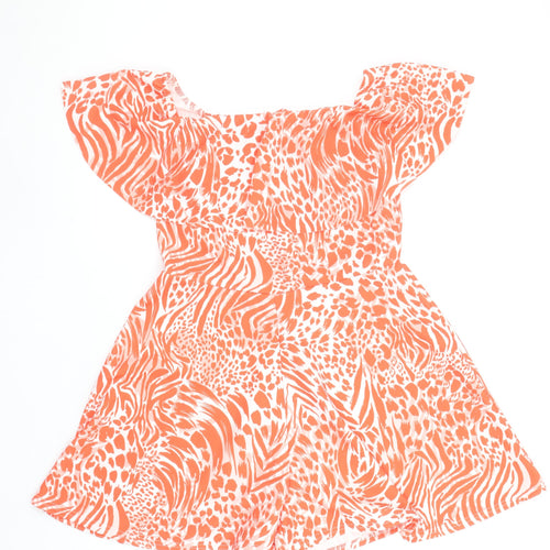 New Look Women's Orange Animal Print Off Shoulder Playsuit Size 14