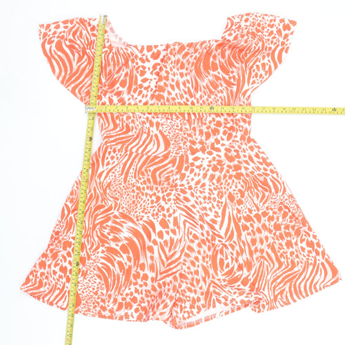 New Look Women's Orange Animal Print Off Shoulder Playsuit Size 14