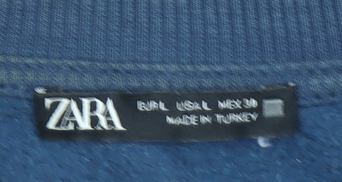 ZARA Women Blue New York Graphic Pullover Sweatshirt Size L