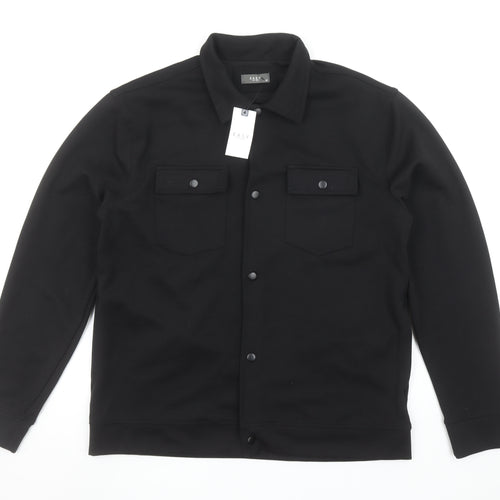 Easy Men's Black Regular Fit Long Sleeve Snap Button-Up Shirt
