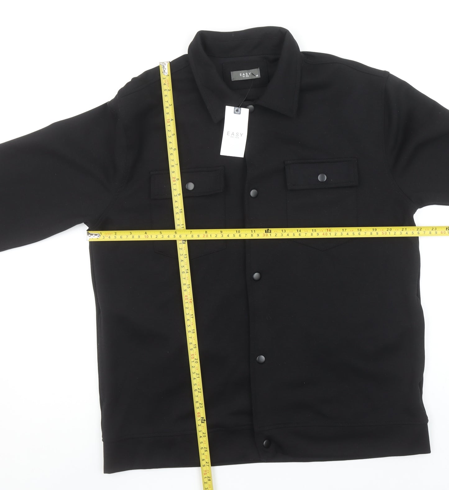 Easy Men's Black Regular Fit Long Sleeve Snap Button-Up Shirt
