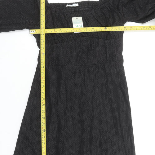 Primark Teens Black Mini Puff Sleeve Square Neck Dress 14-15