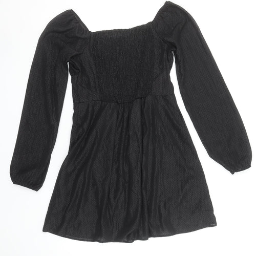 Primark Teens Black Mini Puff Sleeve Square Neck Dress 14-15