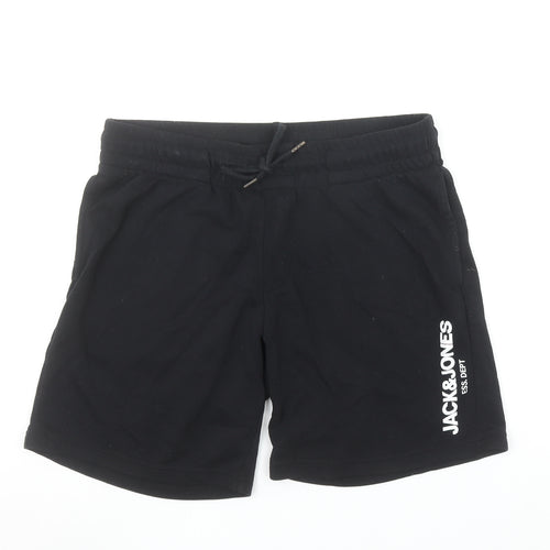Jack & Jones Mens Black Sweat Shorts M Casual Drawstring Logo