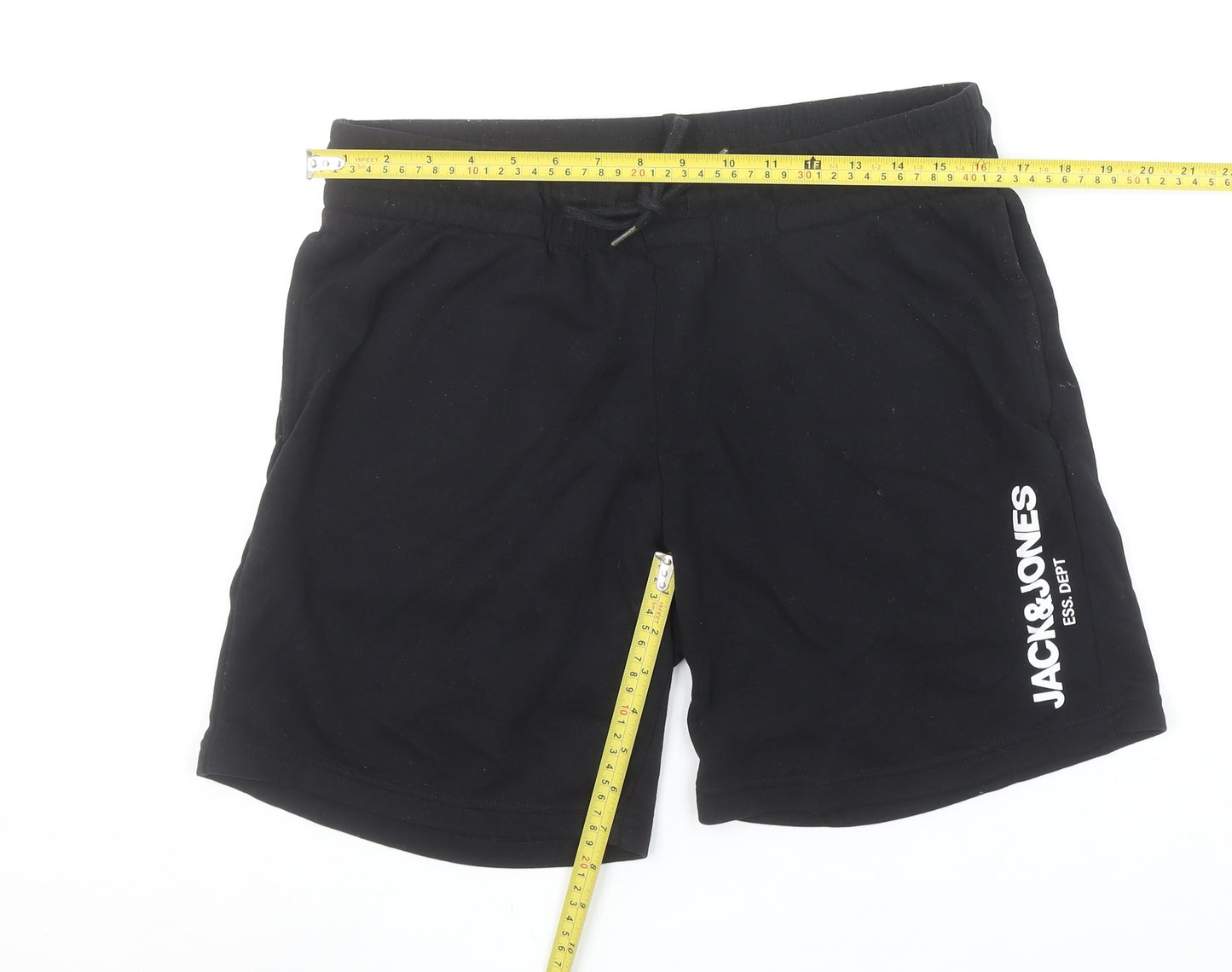 Jack & Jones Mens Black Sweat Shorts M Casual Drawstring Logo