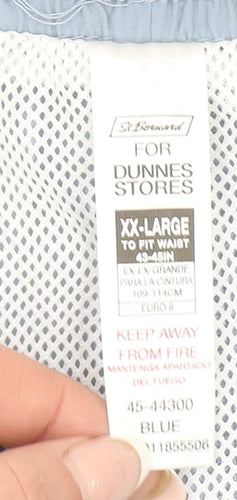 Dunnes Stores Mens Blue 2XL Swim Shorts Elastic Waist Lined Quick Dry