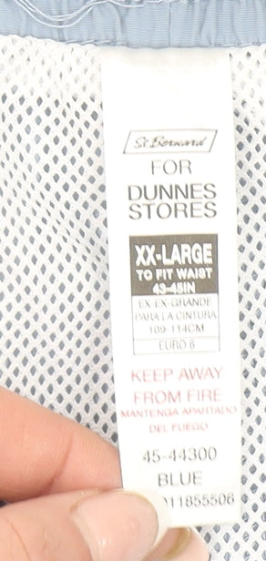 Dunnes Stores Mens Blue 2XL Swim Shorts Elastic Waist Lined Quick Dry
