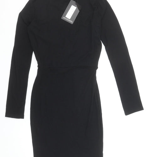 PrettyLittleThing Women Black Size 10 Bodycon Lace Up Dress