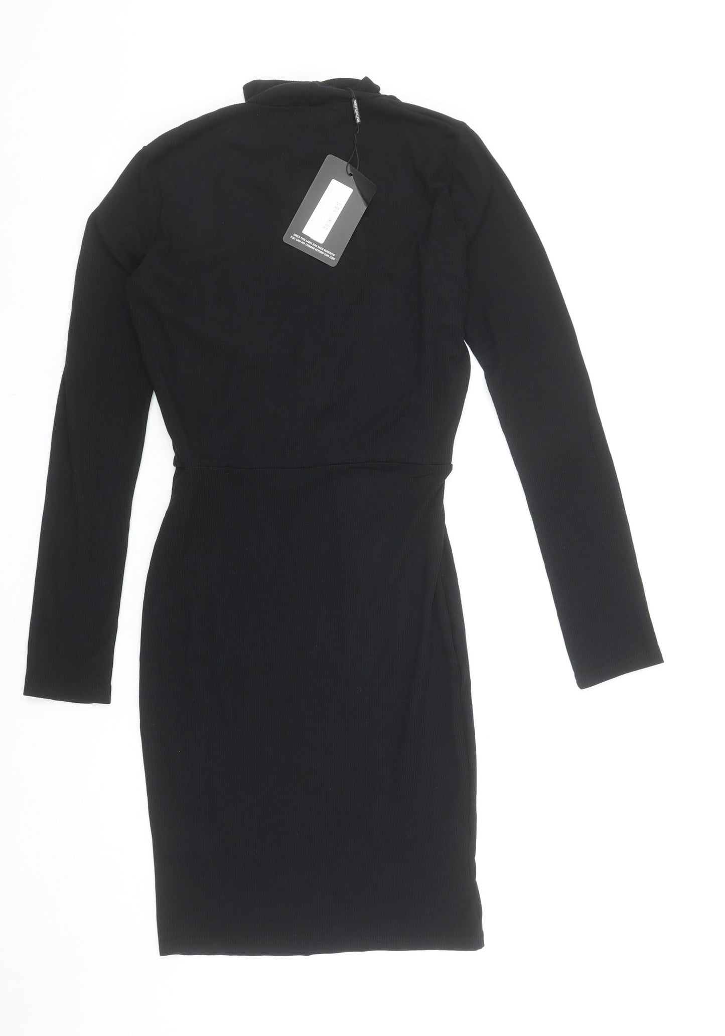 PrettyLittleThing Women Black Size 10 Bodycon Lace Up Dress
