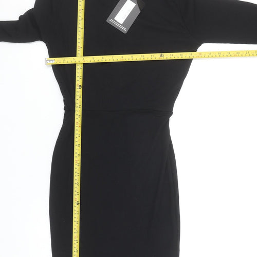 PrettyLittleThing Women Black Size 10 Bodycon Lace Up Dress